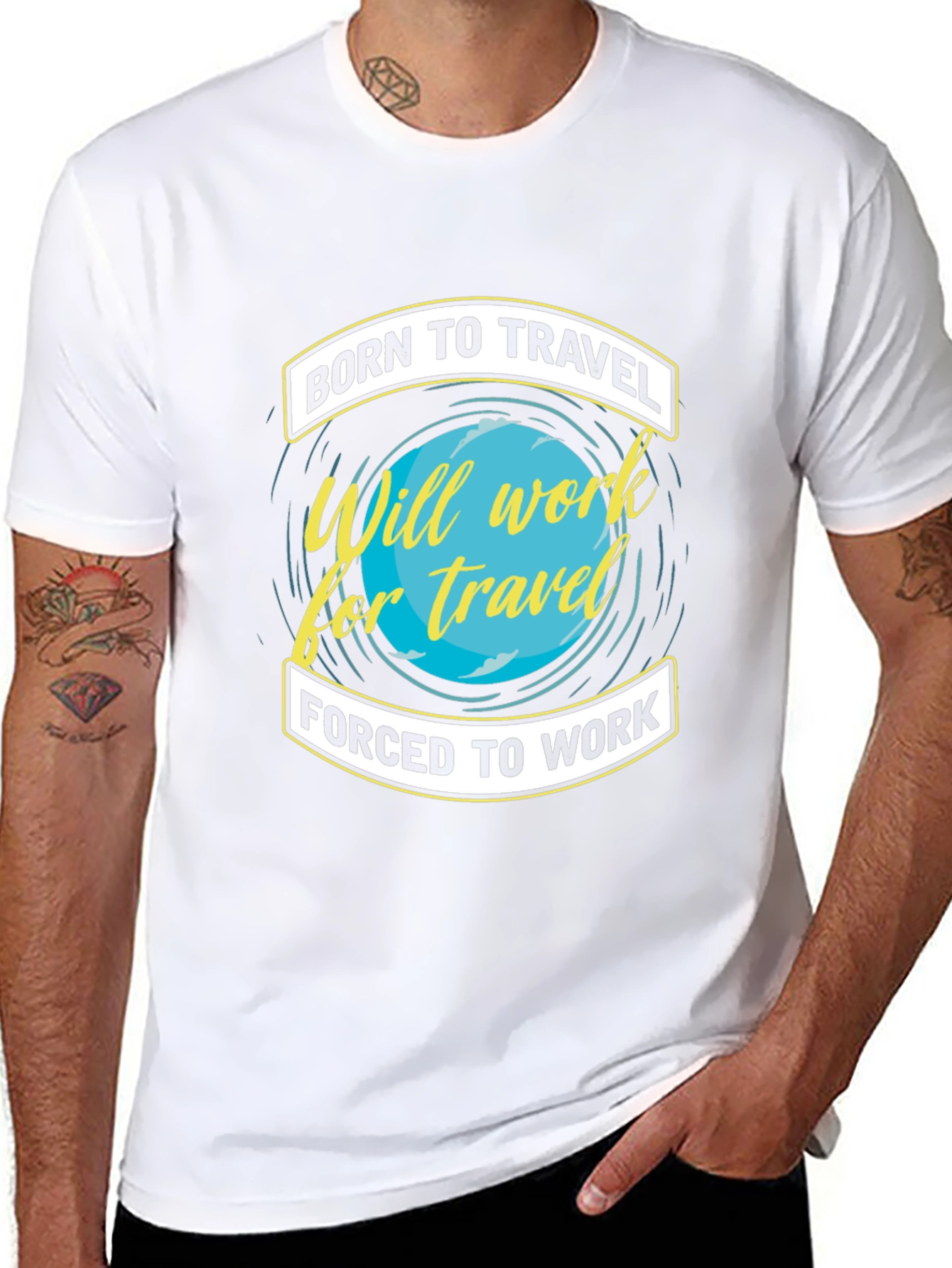 Born To Travel Black Graphic T-Shirt