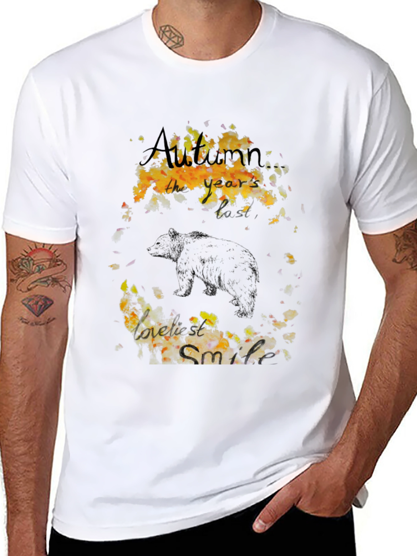 Autumn Bear Graphic Tee - Black