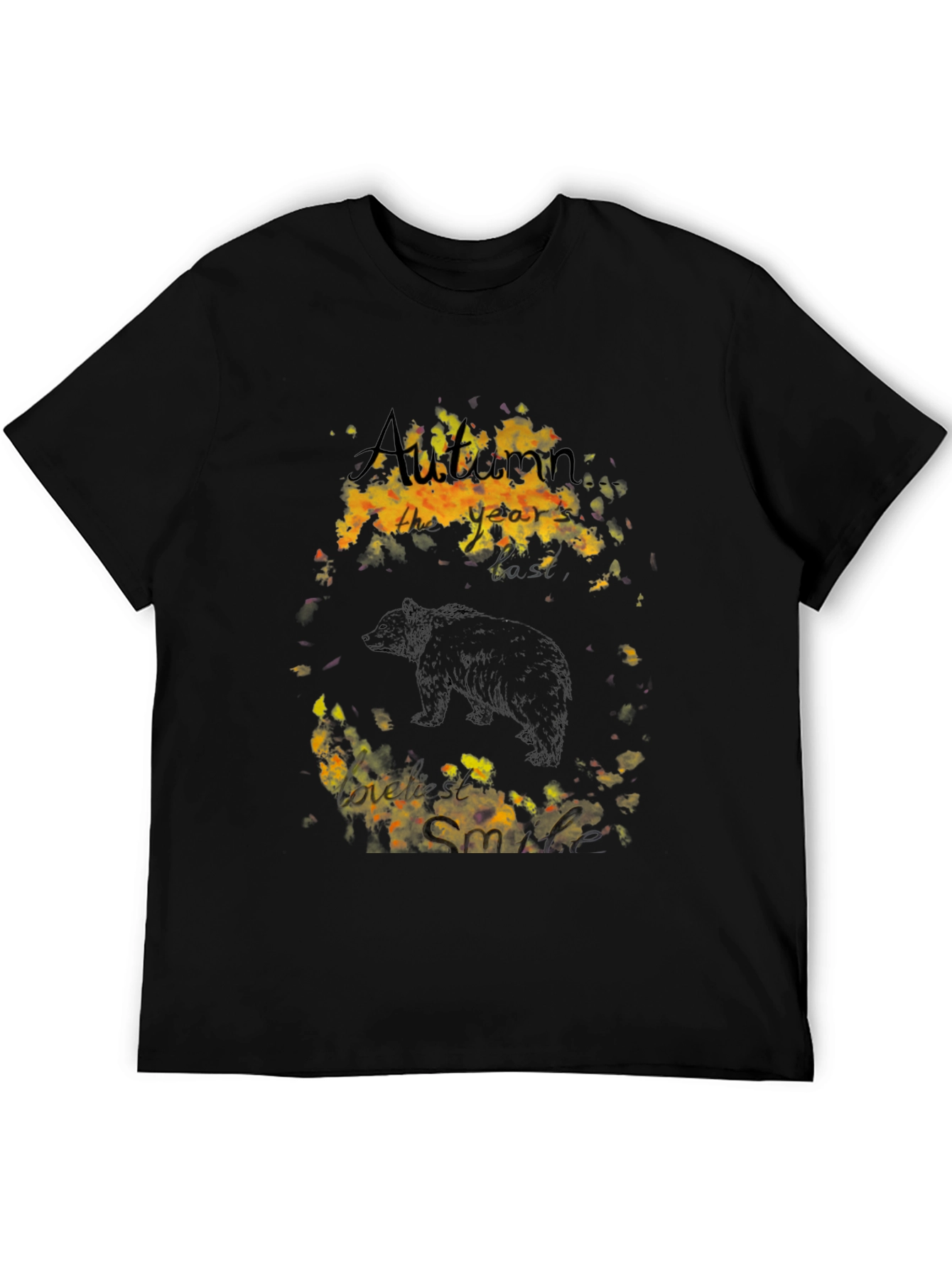 Autumn Bear Graphic Tee - Black
