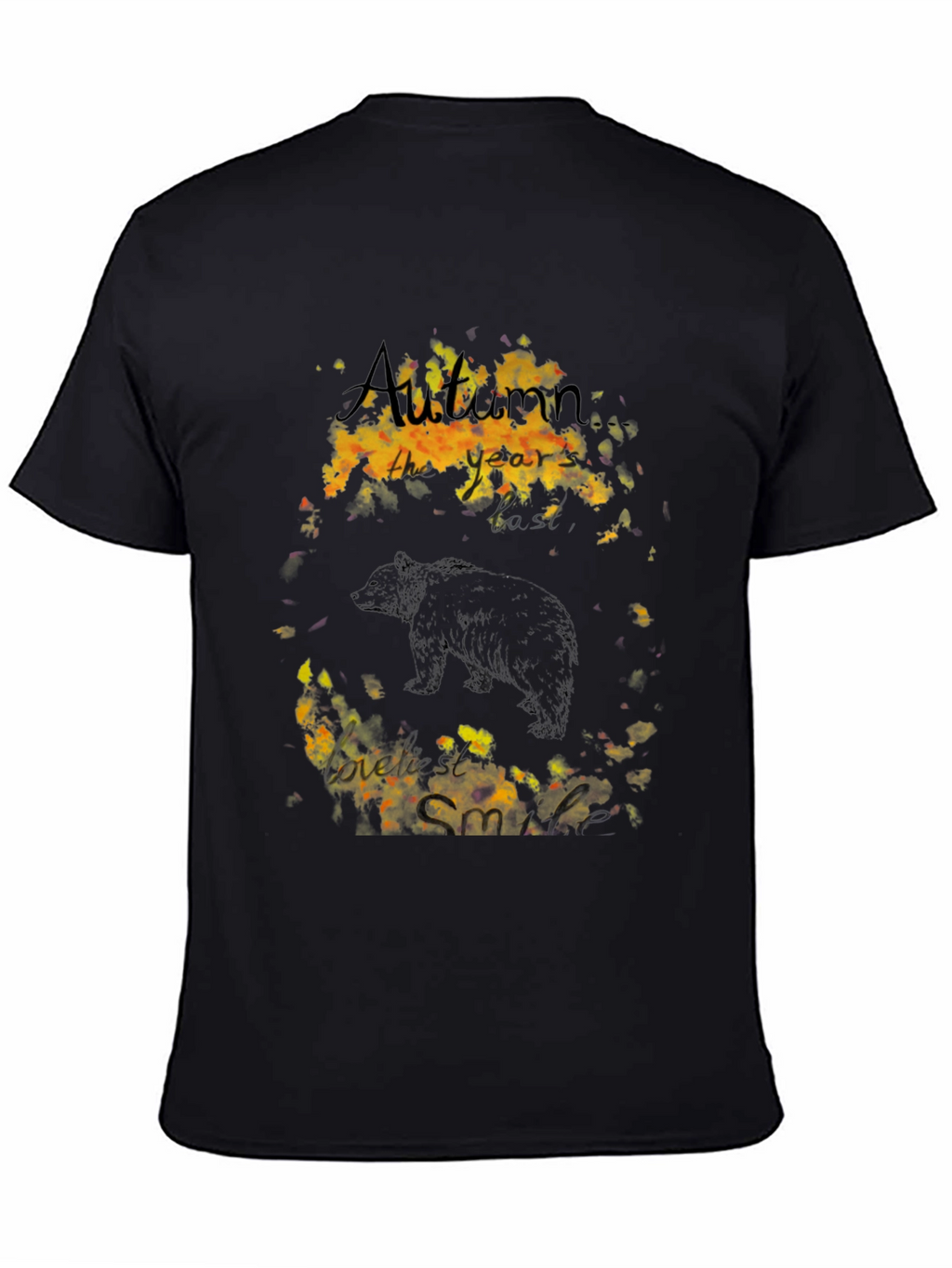 Autumn Bear Graphic Tee - Black