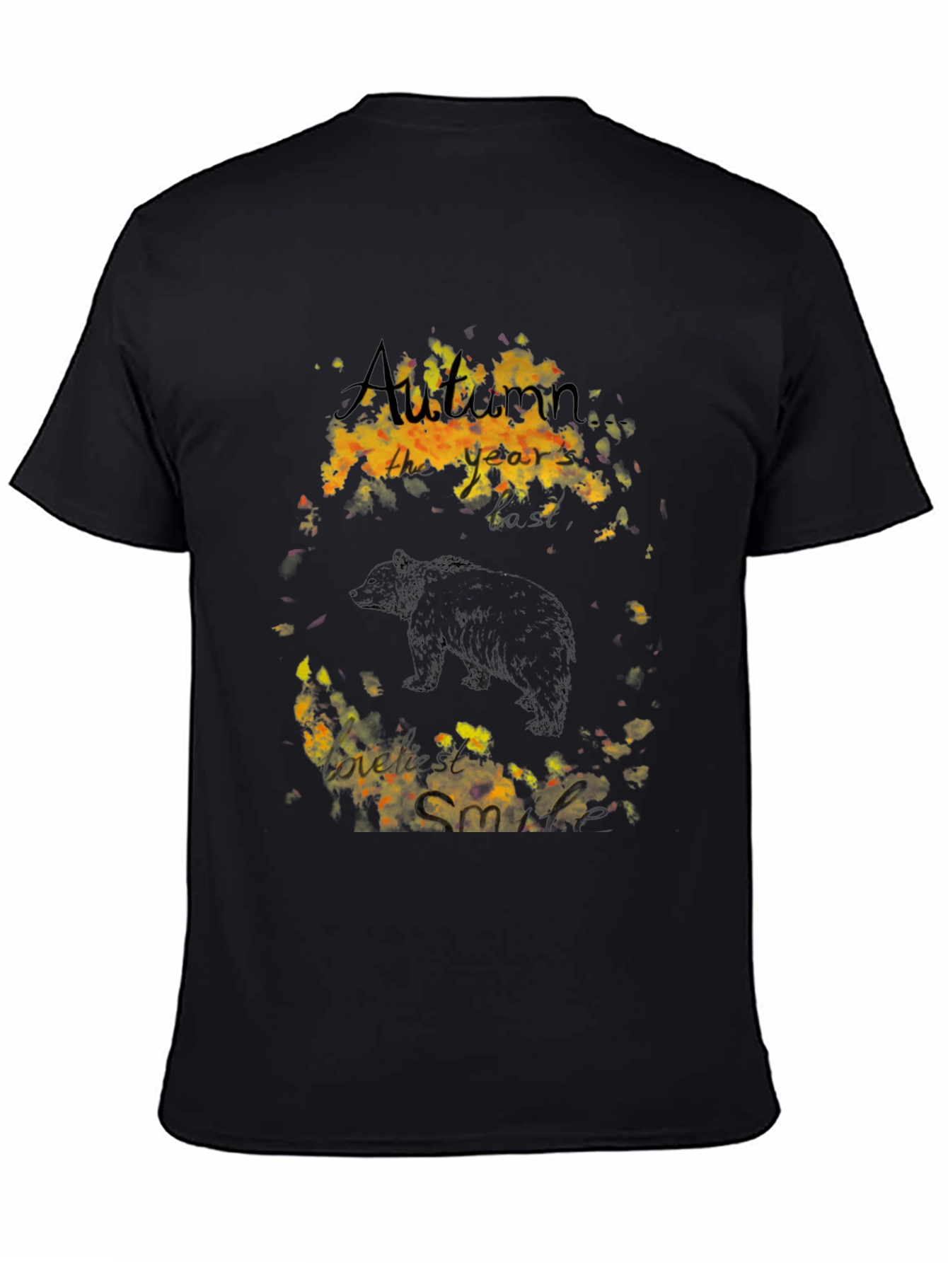 Autumn Bear Graphic Tee - Black