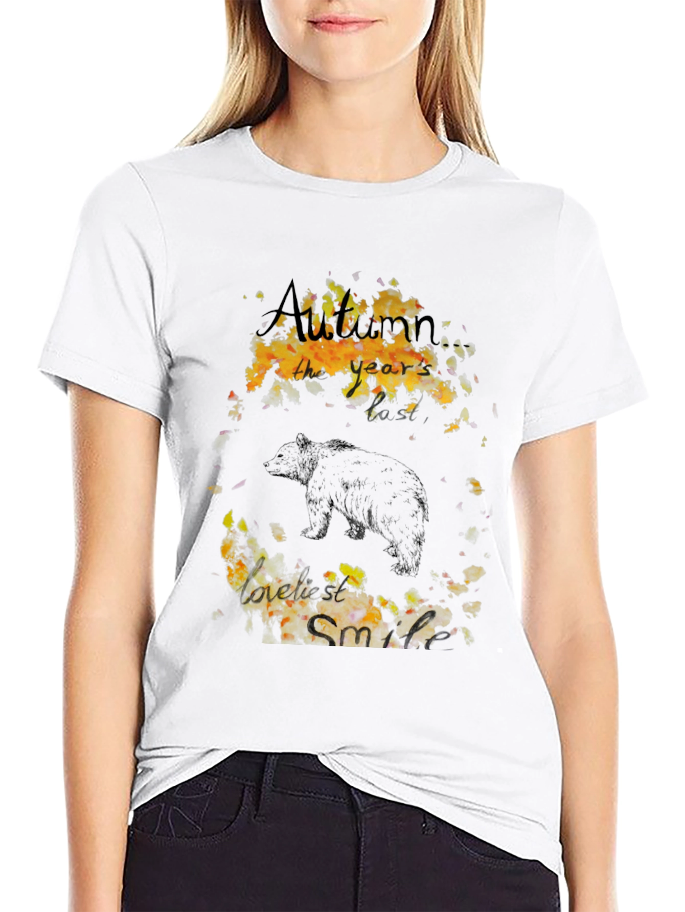 Autumn Bear Graphic Tee - Black