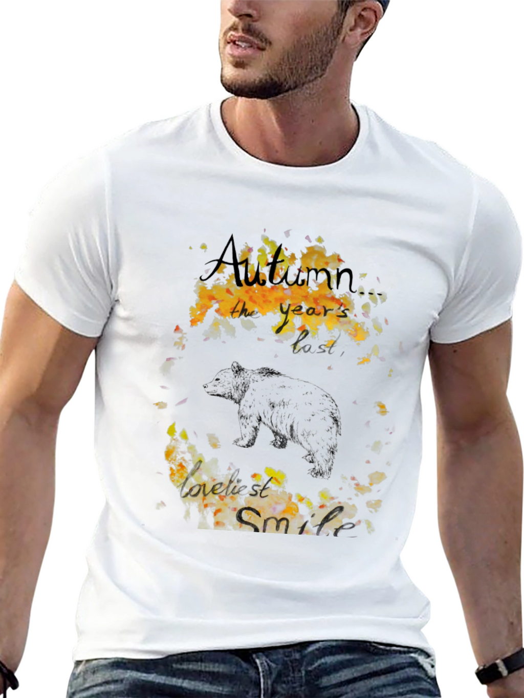 Autumn Bear Graphic Tee - Black