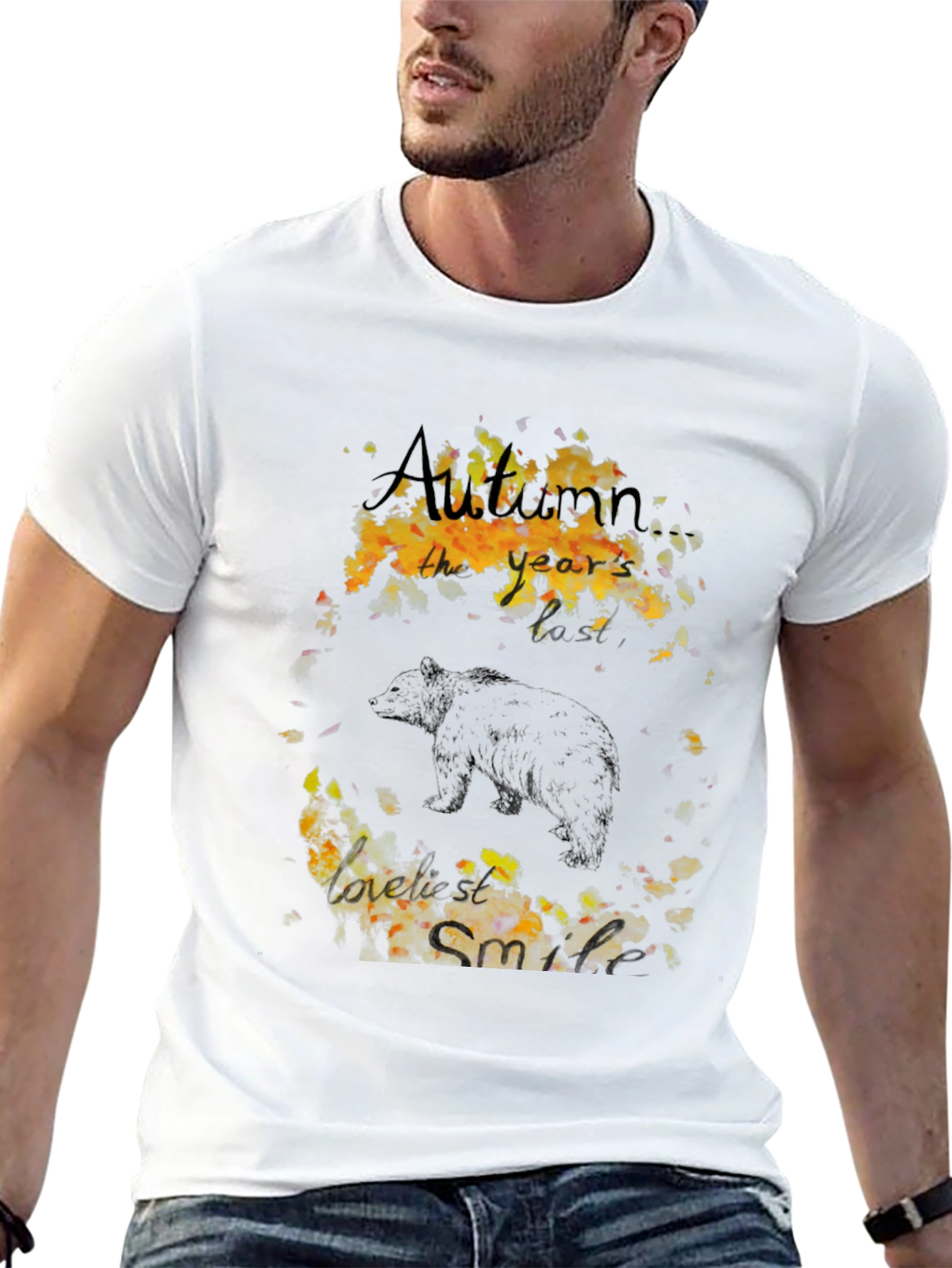 Autumn Bear Graphic Tee - Black