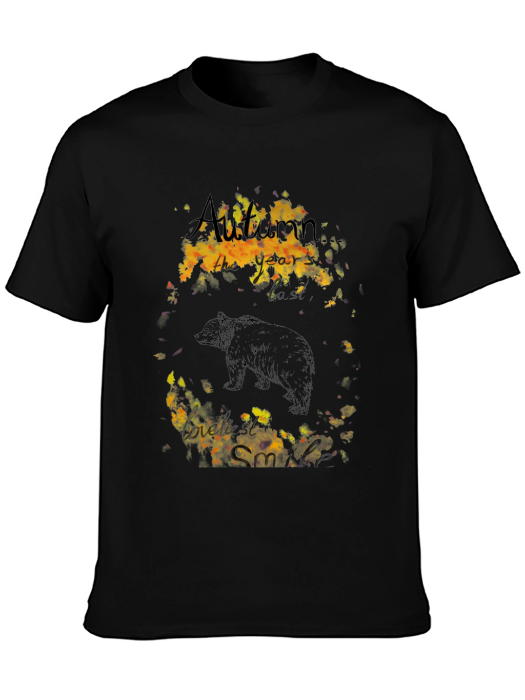 Autumn Bear Graphic Tee - Black