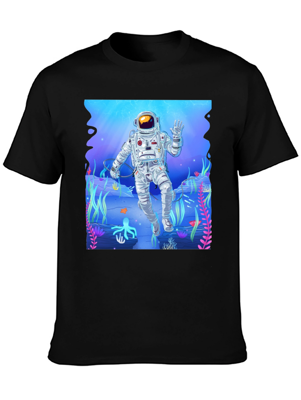 Astronaut Ocean Graphic Tee - Black Casual T-Shirt