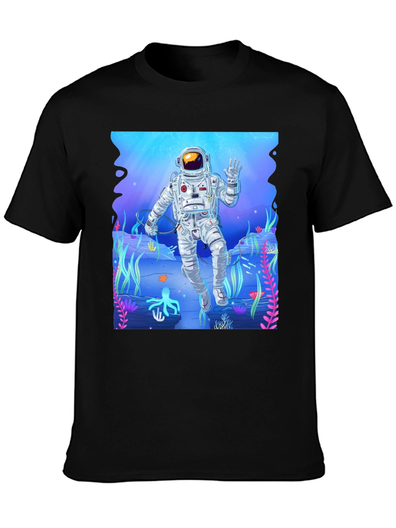 Astronaut Ocean Graphic Tee - Black Casual T-Shirt