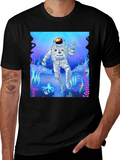 Astronaut Ocean Graphic Tee - Black Casual T-Shirt