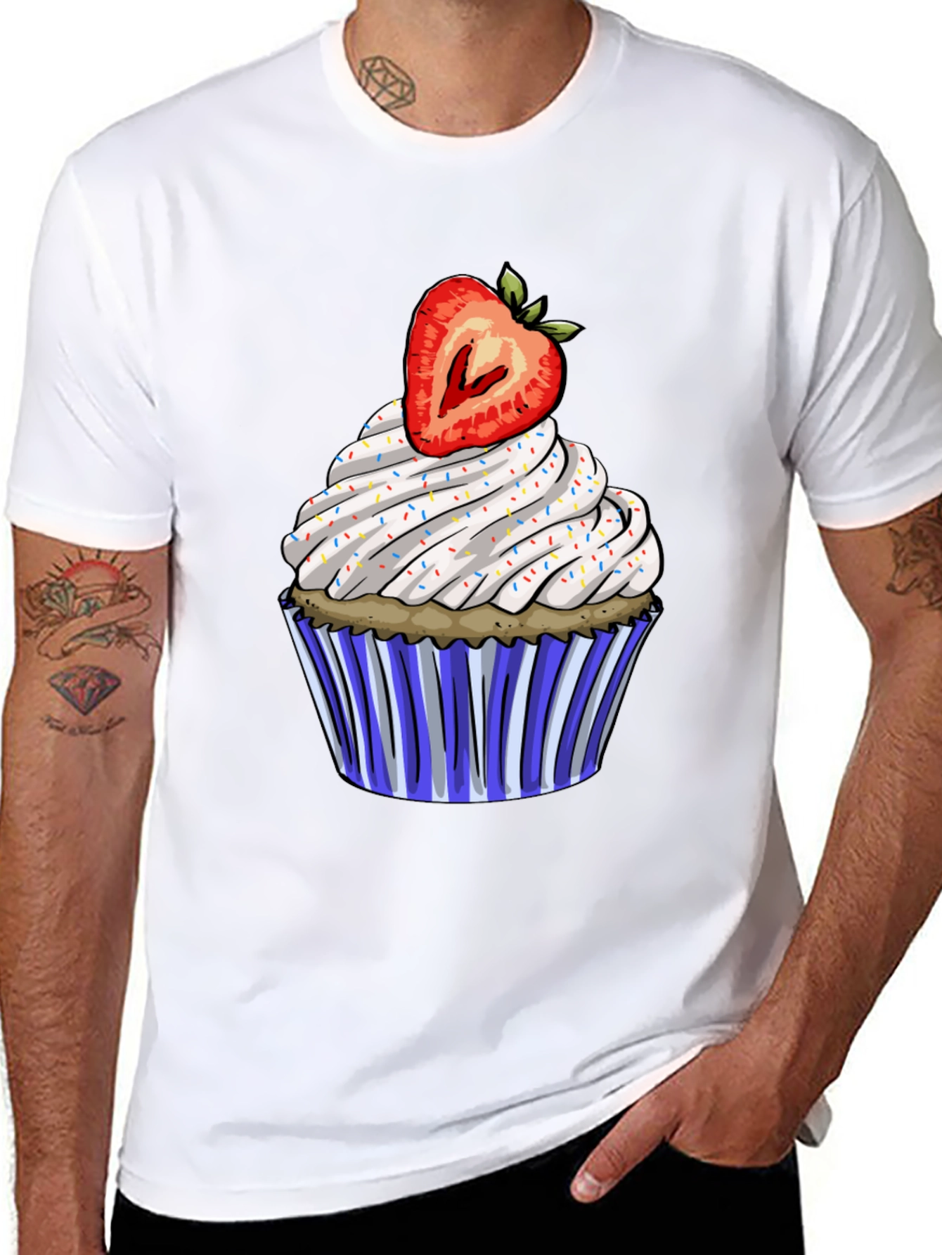 Strawberry Cupcake Graphic T-Shirt - Sweet Style