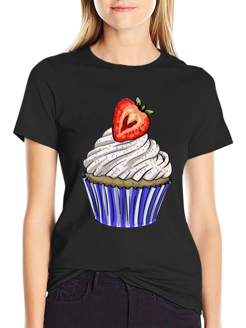 Strawberry Cupcake Graphic T-Shirt - Sweet Style
