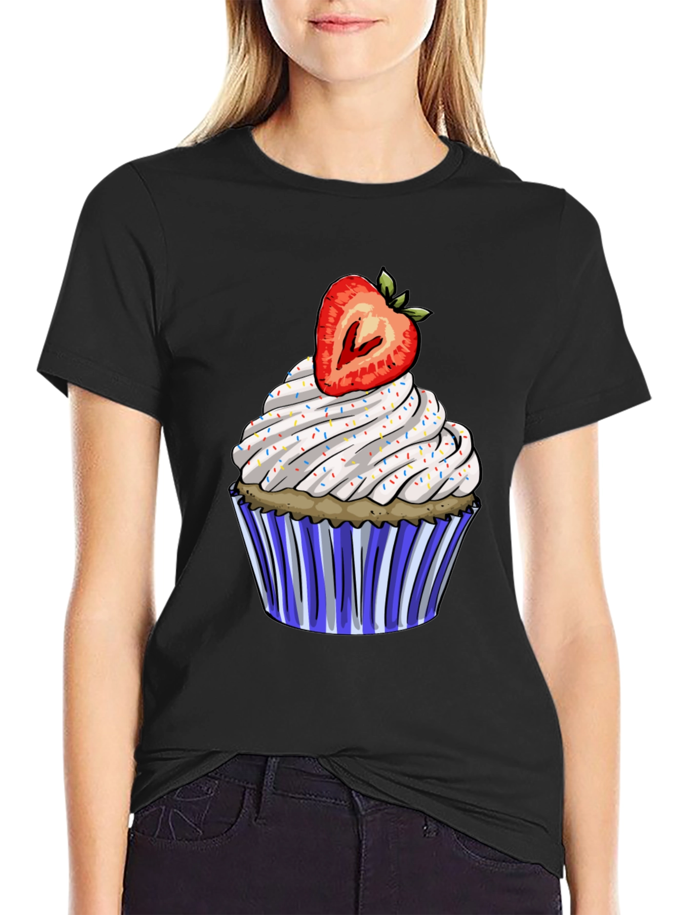 Strawberry Cupcake Graphic T-Shirt - Sweet Style