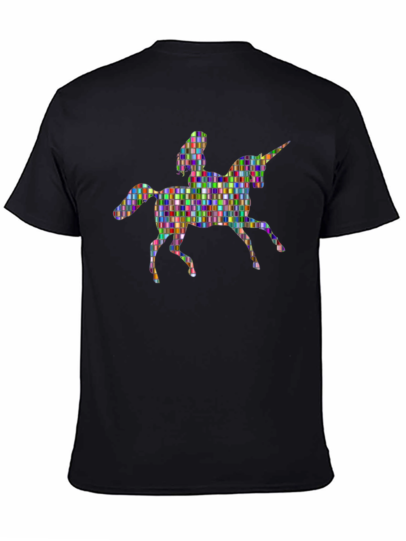Colorful Mosaic Unicorn Rider Graphic Tee