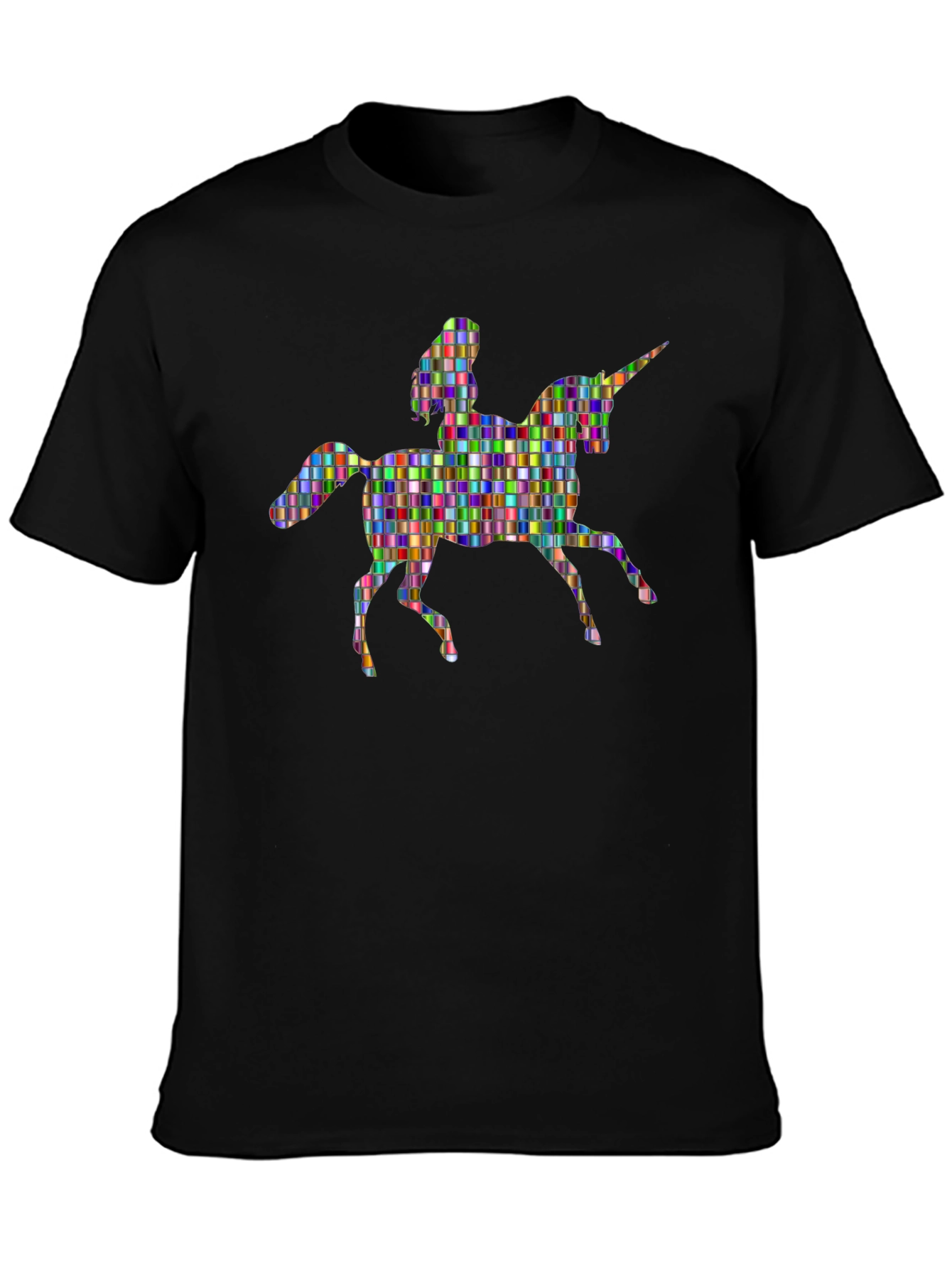 Colorful Mosaic Unicorn Rider Graphic Tee