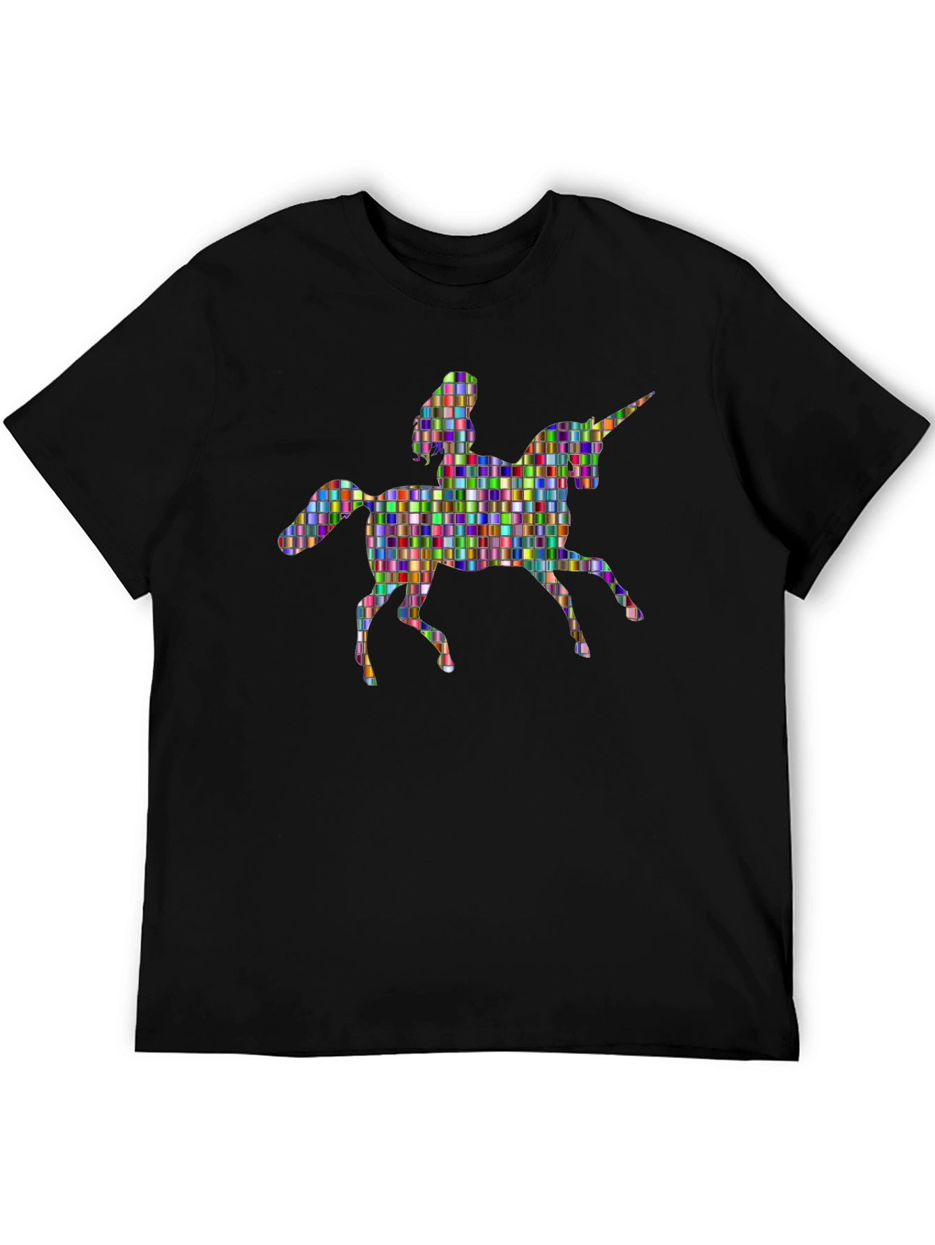 Colorful Mosaic Unicorn Rider Graphic Tee