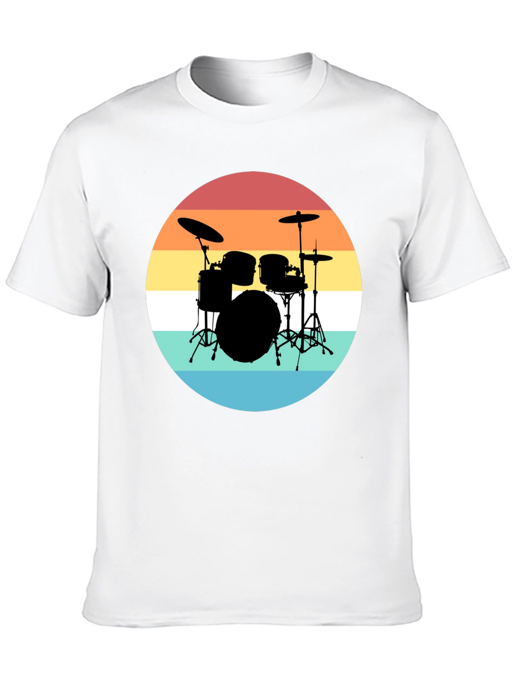 Retro Drum Set Black T-Shirt