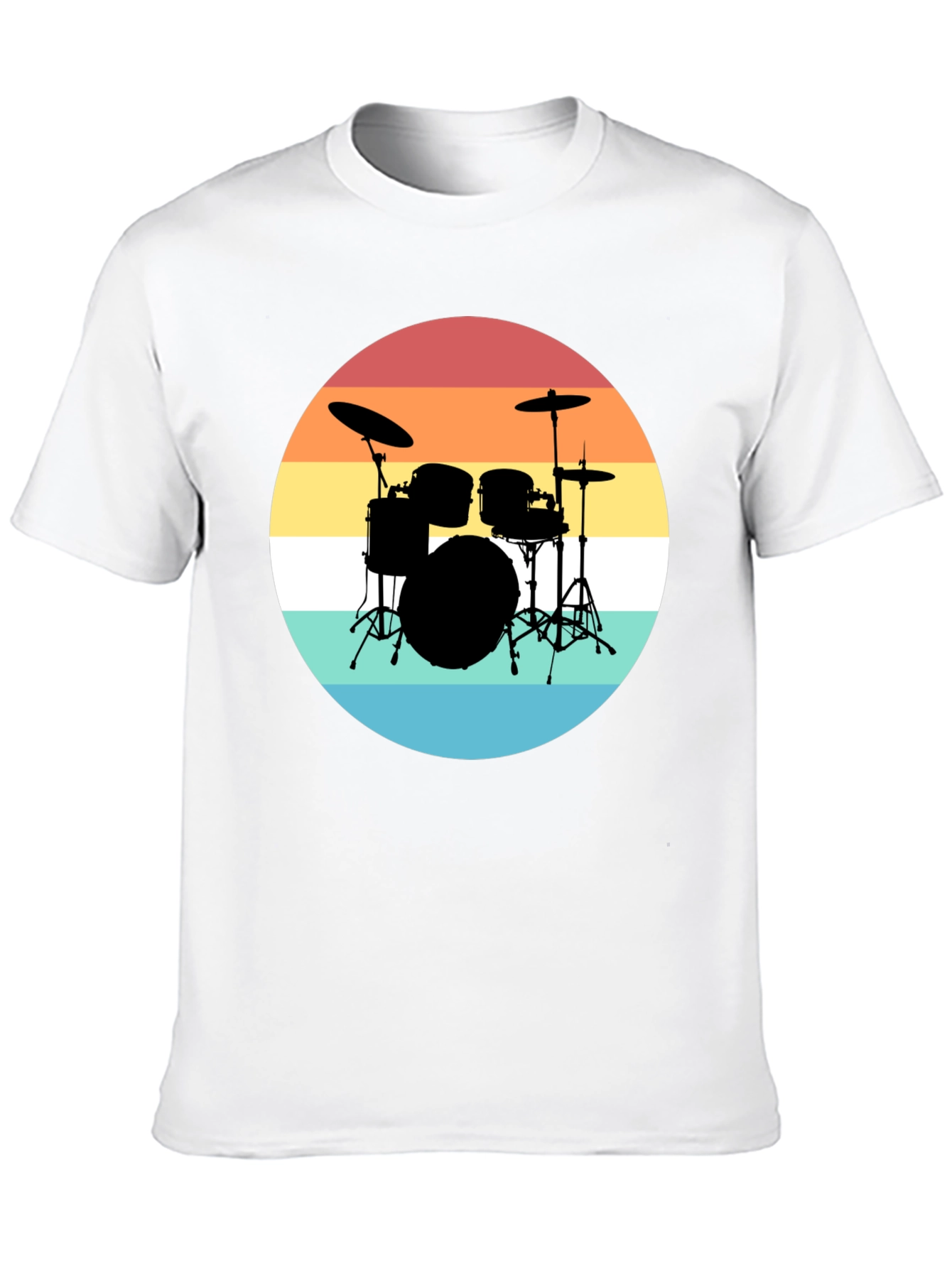 Retro Drum Set Black T-Shirt