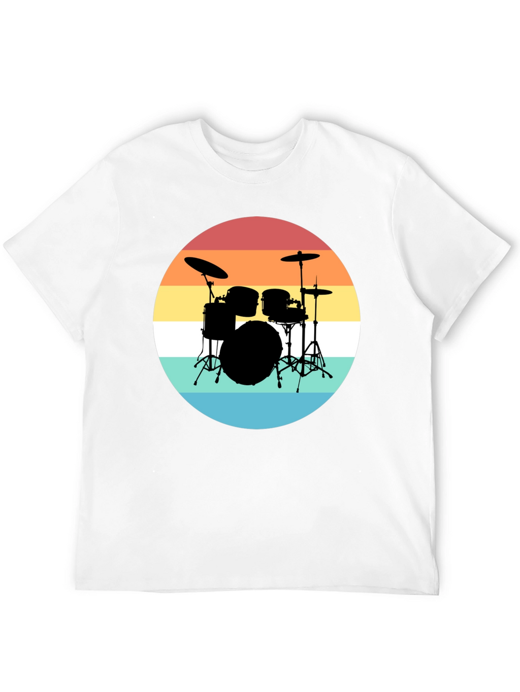 Retro Drum Set Black T-Shirt