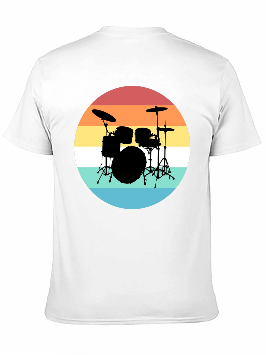 Retro Drum Set Black T-Shirt