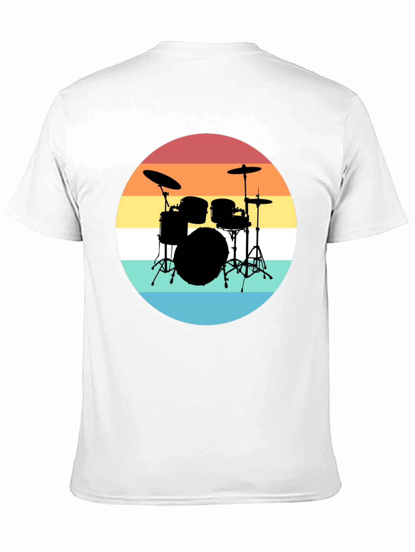 Retro Drum Set Black T-Shirt