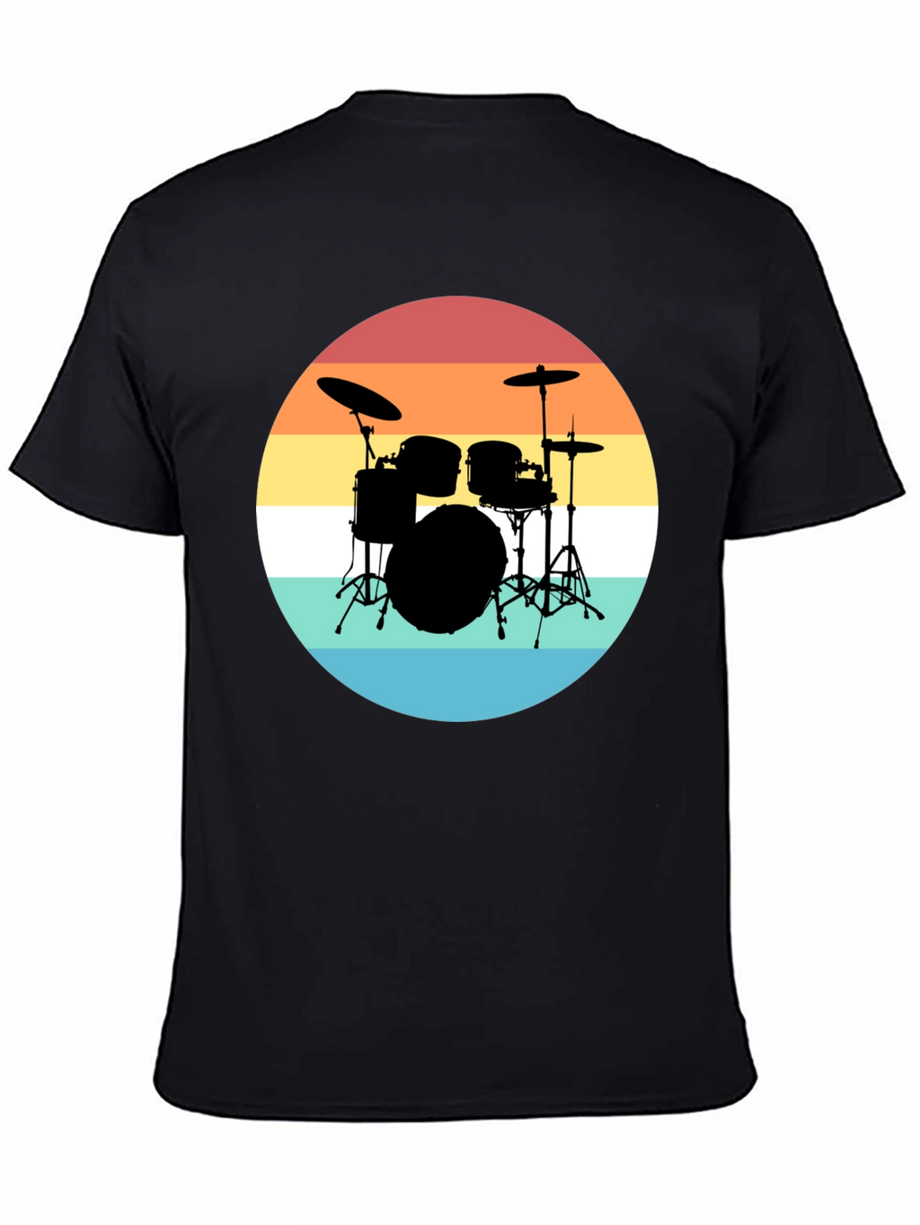 Retro Drum Set Black T-Shirt