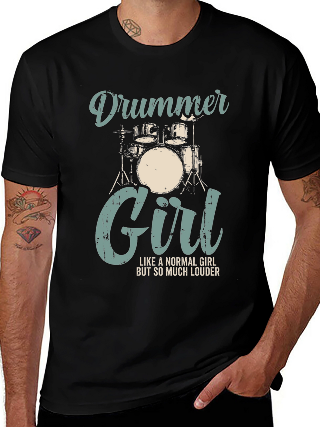 Drummer Girl Graphic T-Shirt - Music Lover Tee