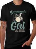 Drummer Girl Graphic T-Shirt - Music Lover Tee