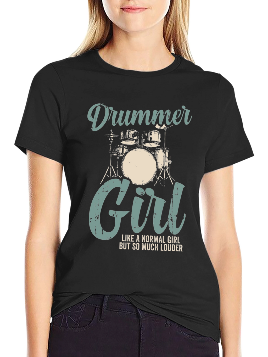 Drummer Girl Graphic T-Shirt - Music Lover Tee