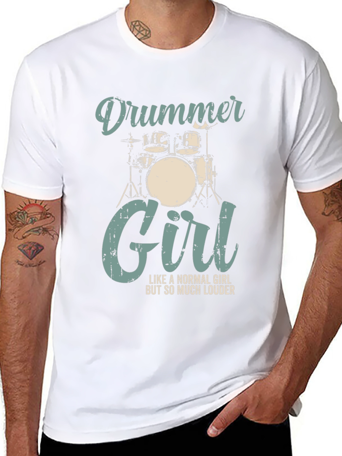 Drummer Girl Graphic T-Shirt - Music Lover Tee