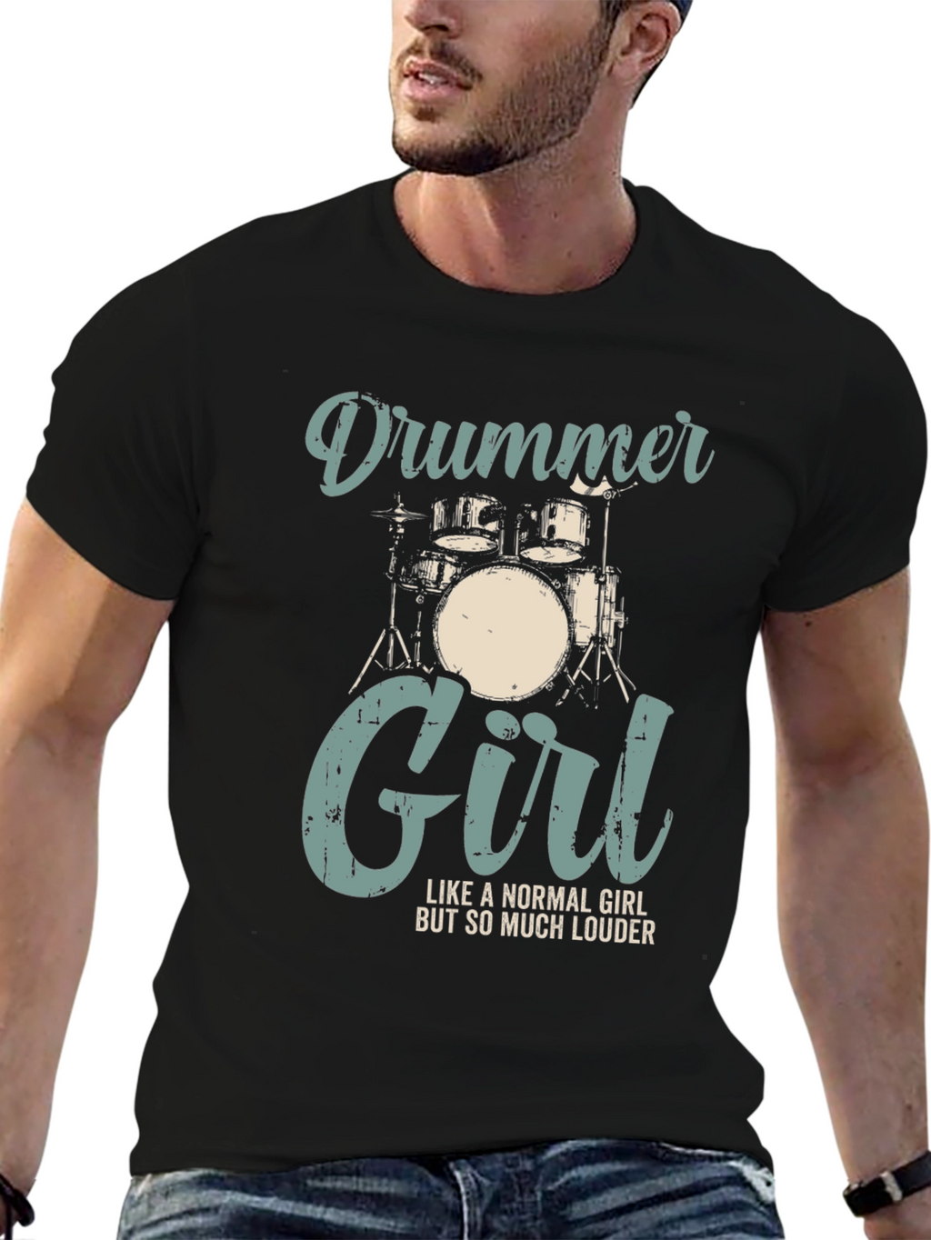 Drummer Girl Graphic T-Shirt - Music Lover Tee