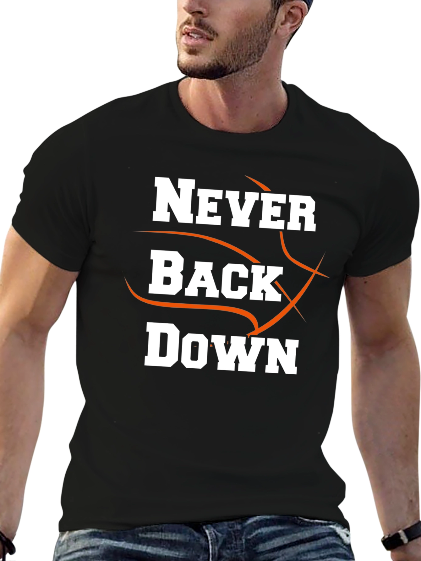 Never Back Down Black Graphic Tee