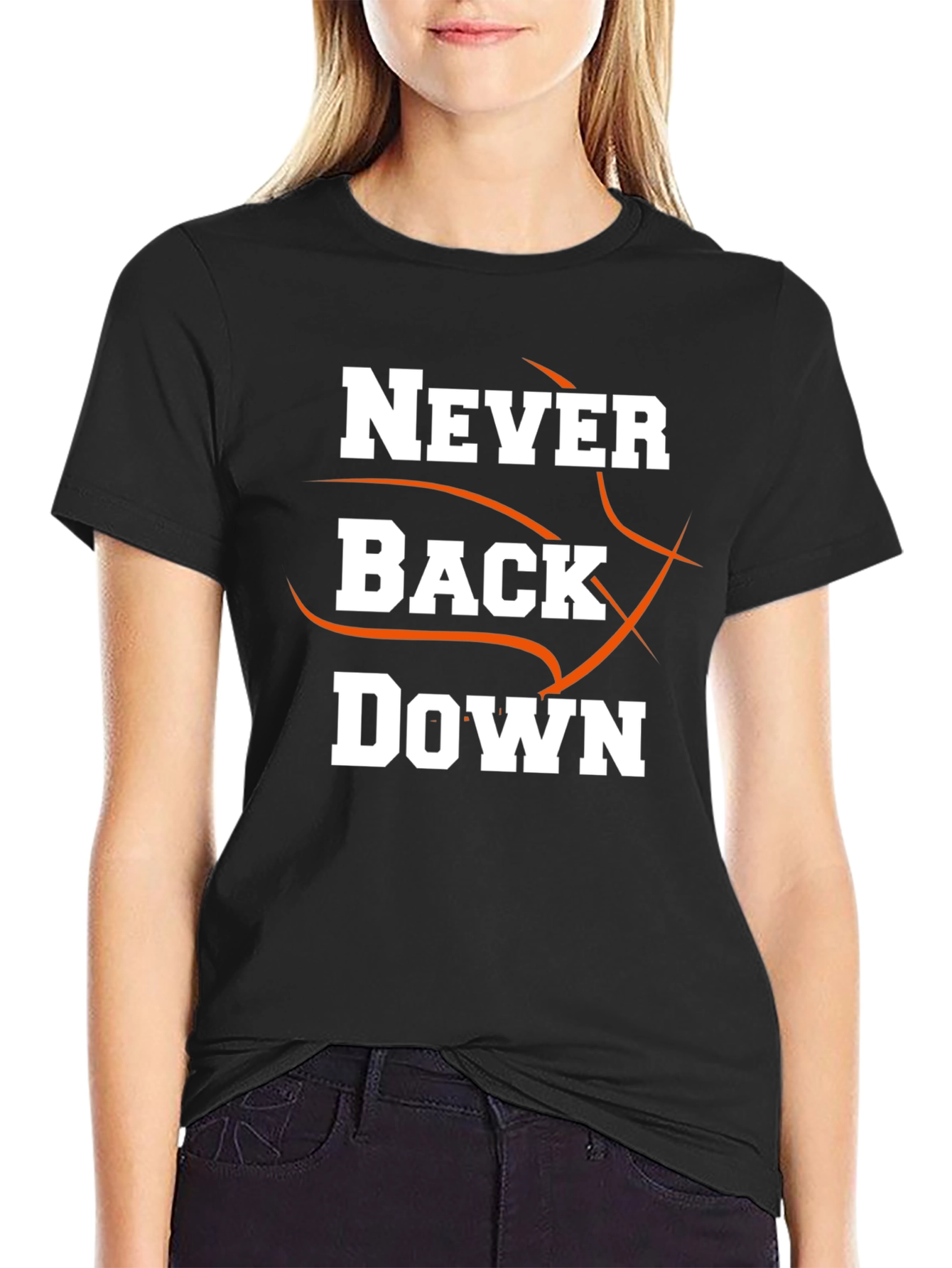 Never Back Down Black Graphic Tee