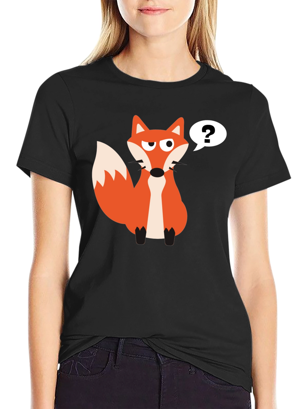 Cartoon Fox T-Shirt - Mens Black Tee