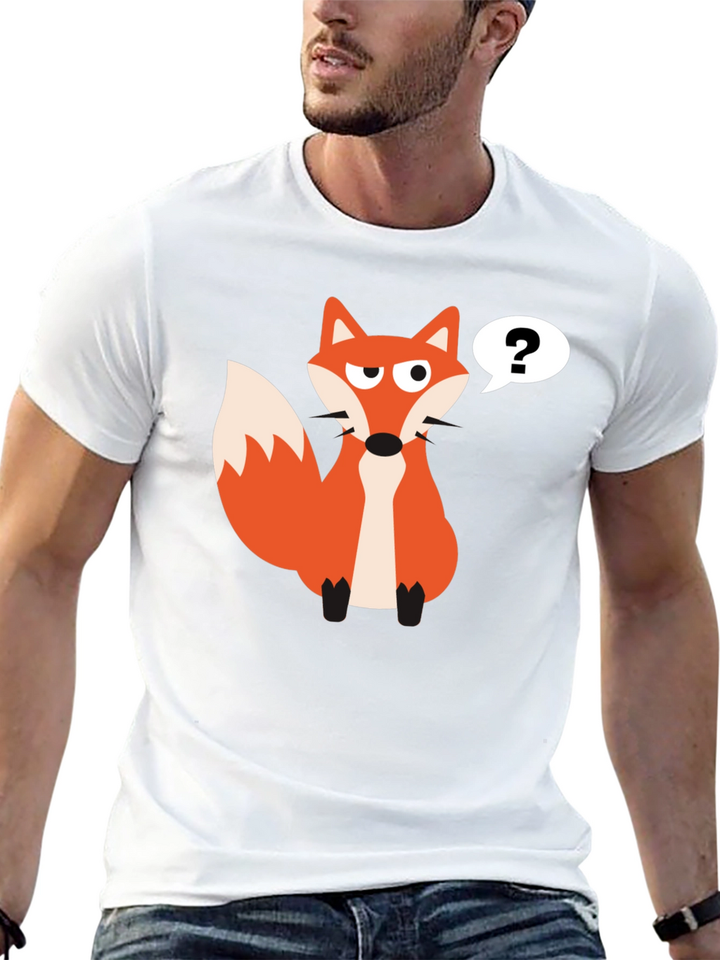 Cartoon Fox T-Shirt - Mens Black Tee
