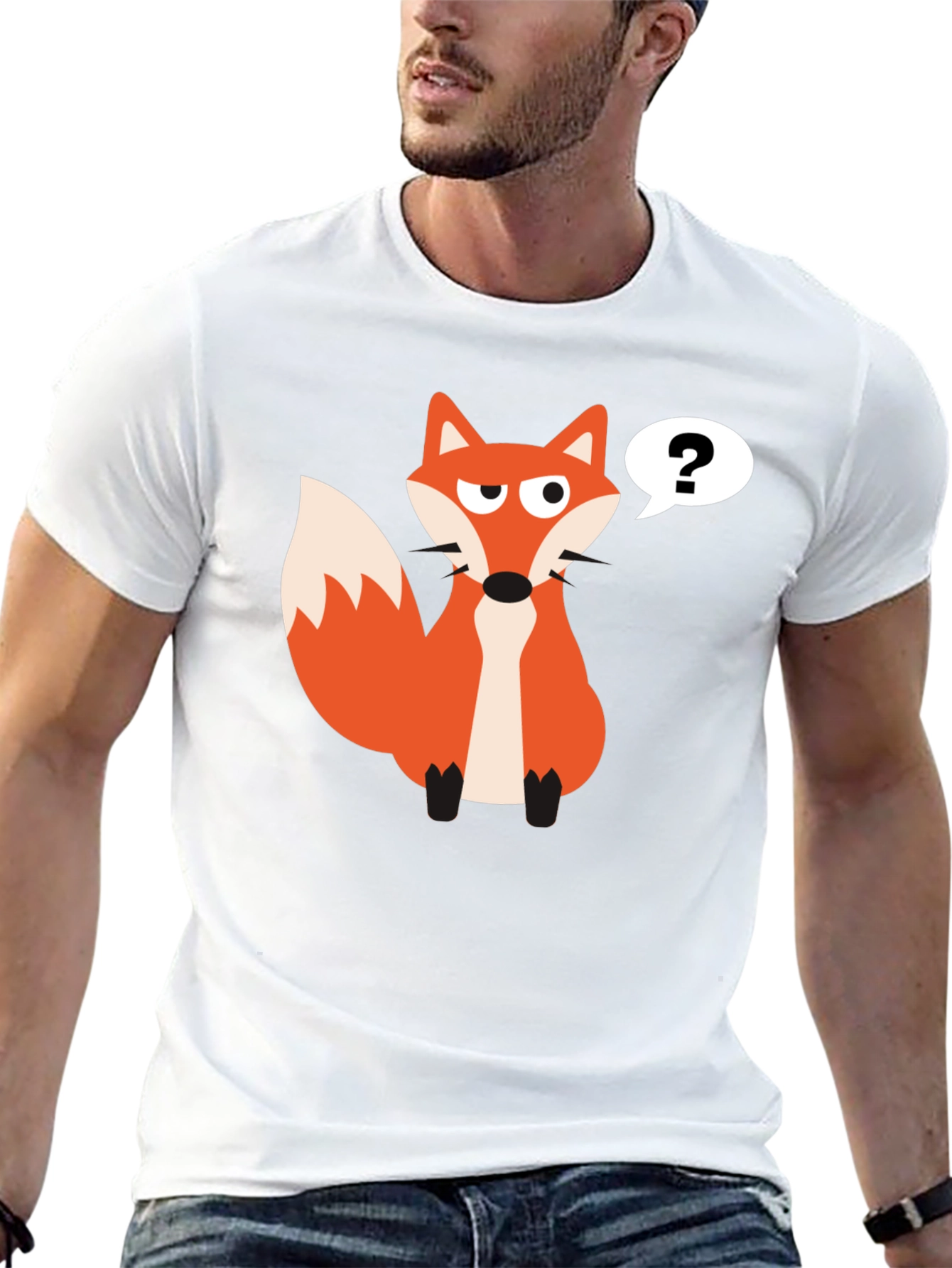 Cartoon Fox T-Shirt - Mens Black Tee