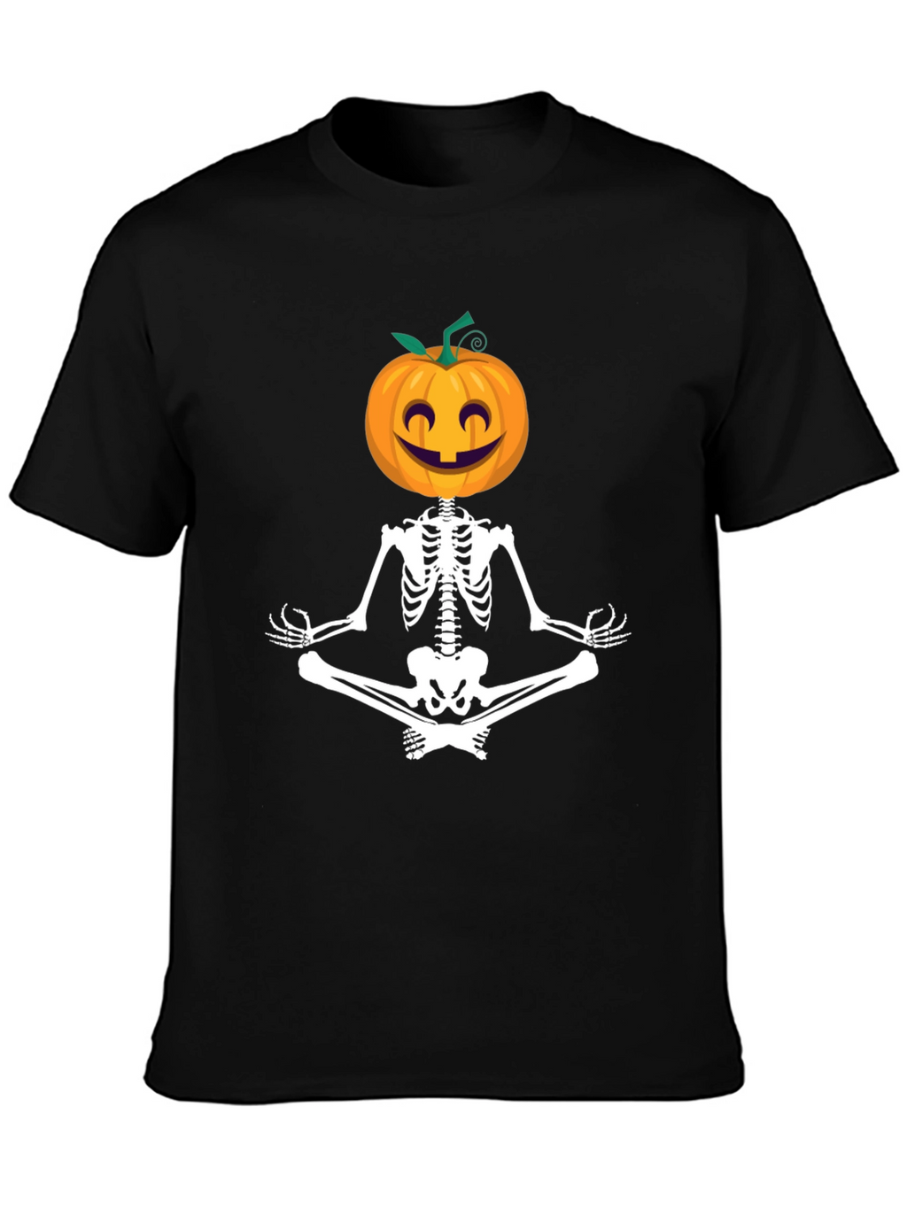 Halloween Skeleton Pumpkin Meditation T-Shirt