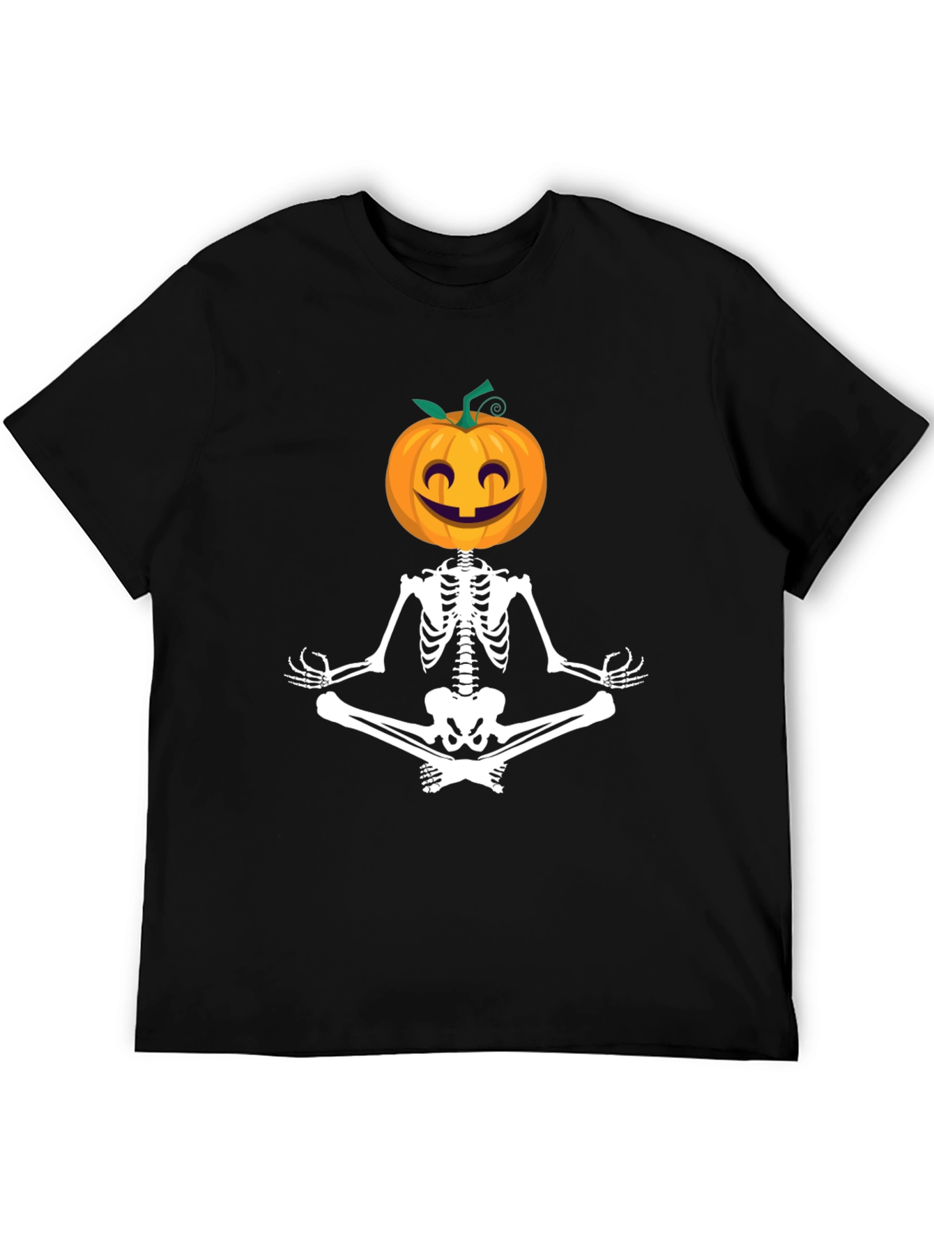 Halloween Skeleton Pumpkin Meditation T-Shirt