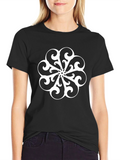 Tribal Floral Graphic Print Black T-Shirt