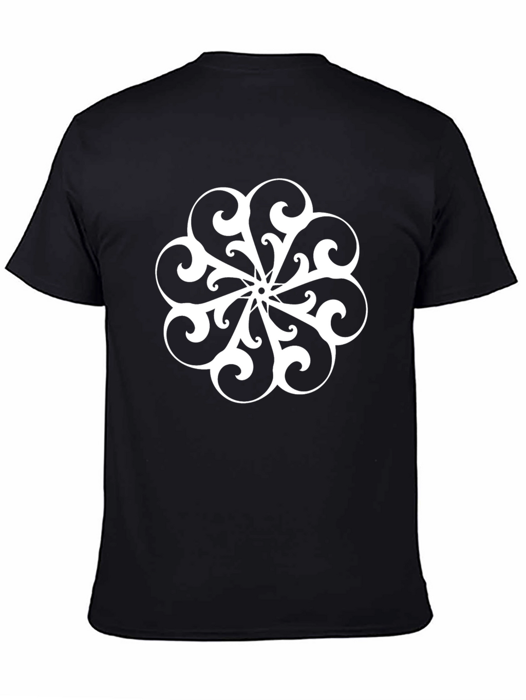 Tribal Floral Graphic Print Black T-Shirt