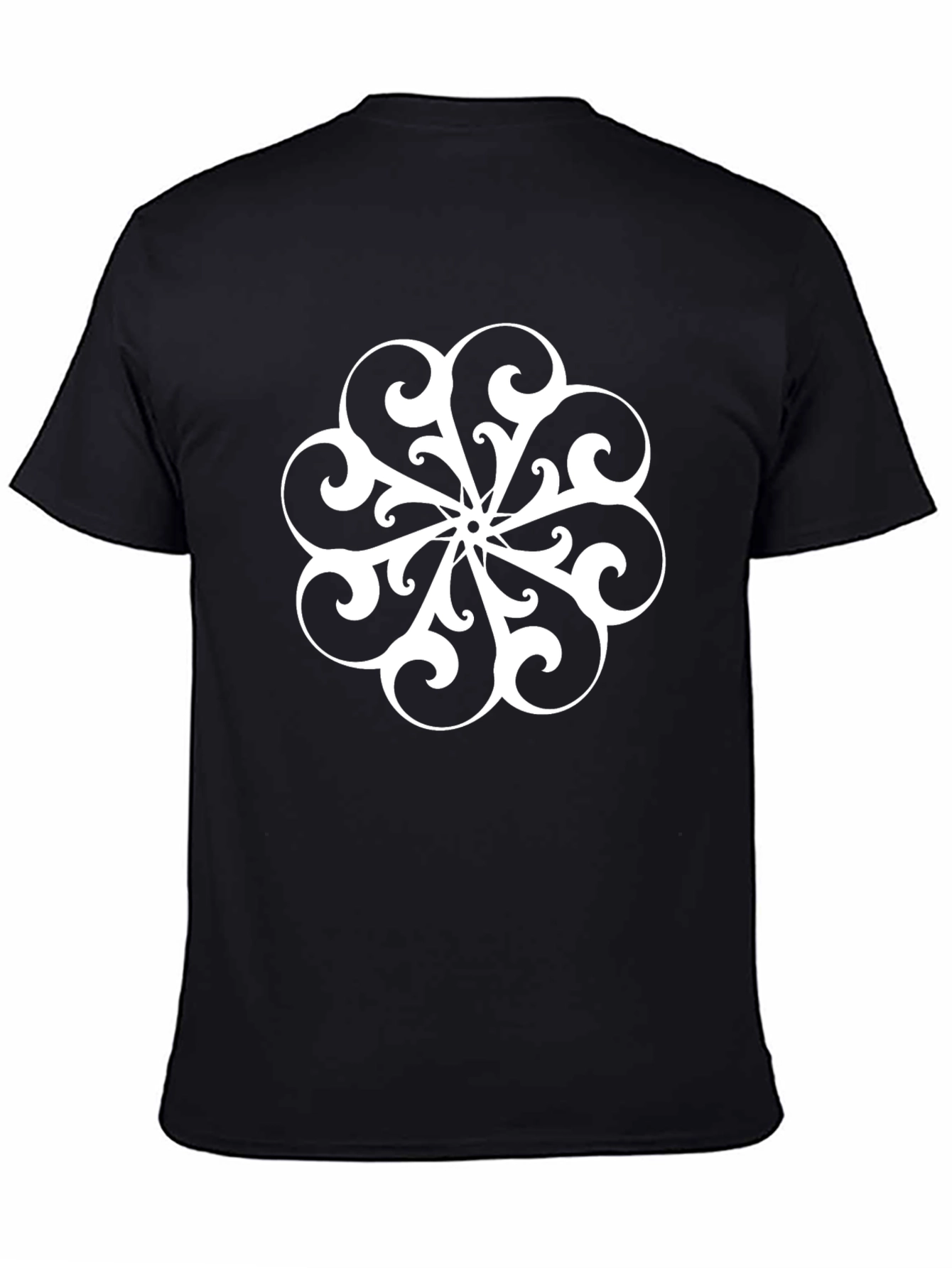 Tribal Floral Graphic Print Black T-Shirt