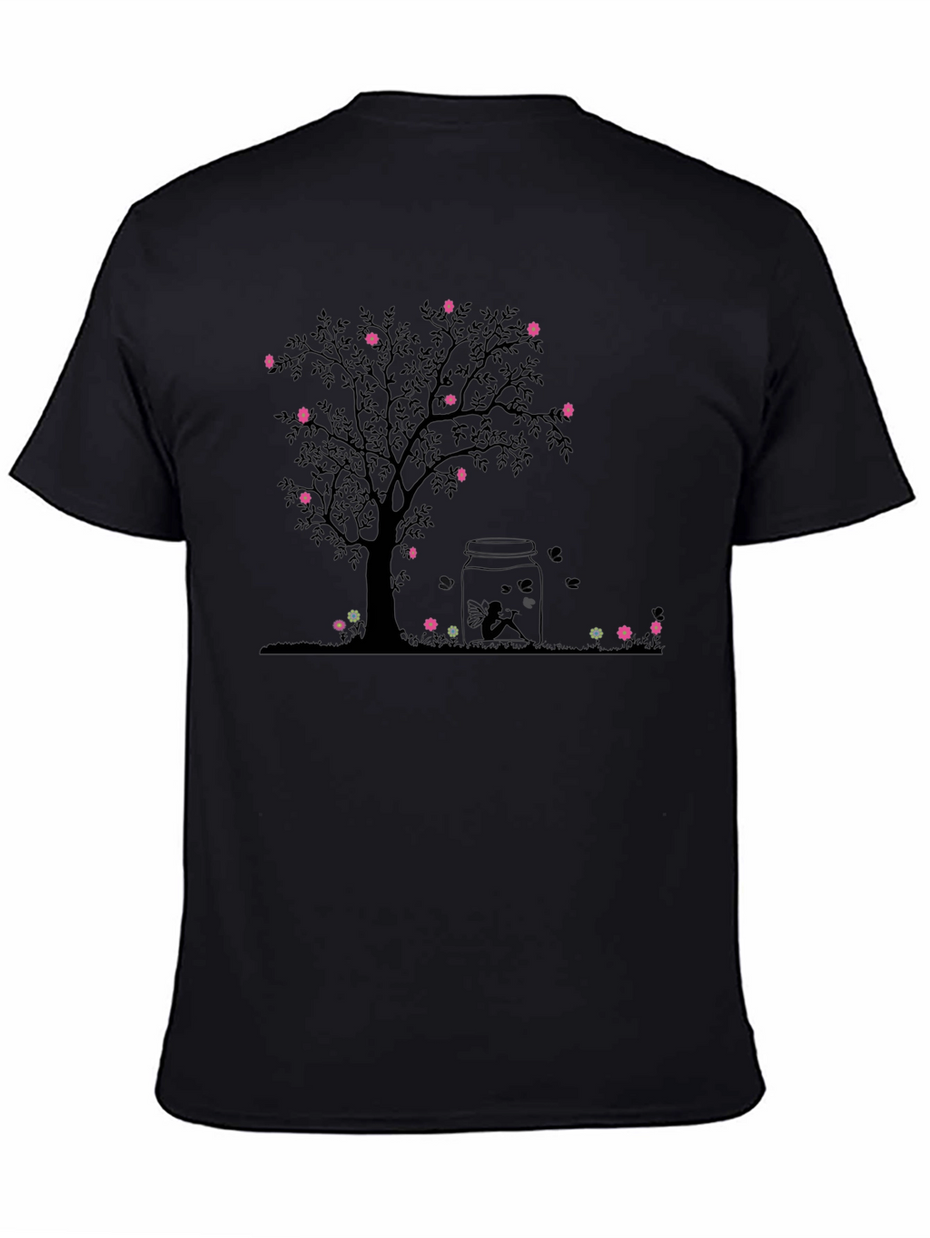 Floral Tree Jar Graphic Tee - Black