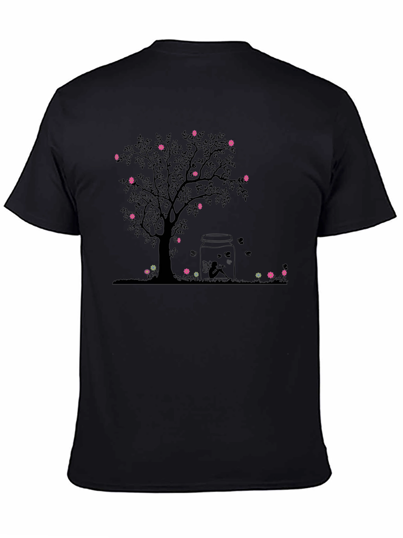 Floral Tree Jar Graphic Tee - Black
