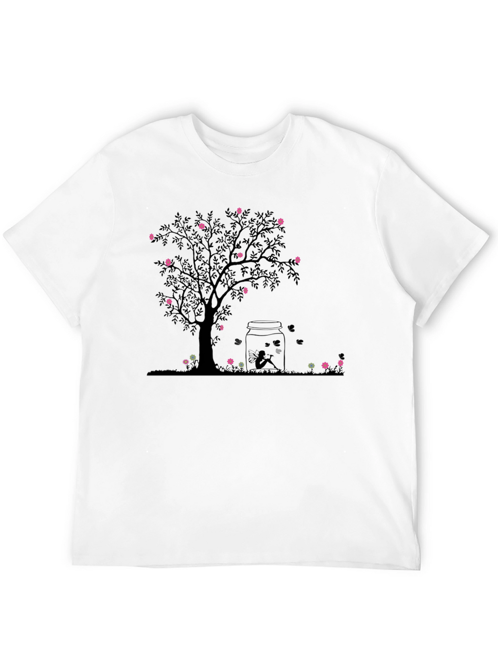 Floral Tree Jar Graphic Tee - Black