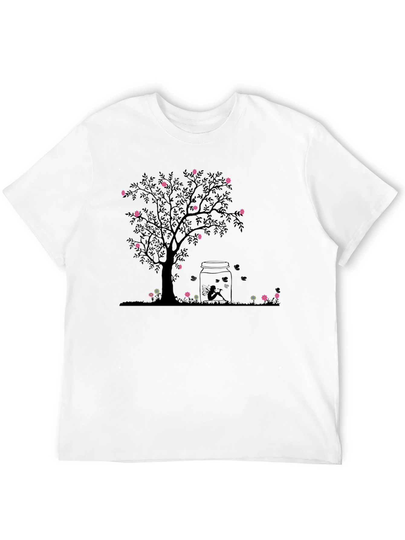 Floral Tree Jar Graphic Tee - Black