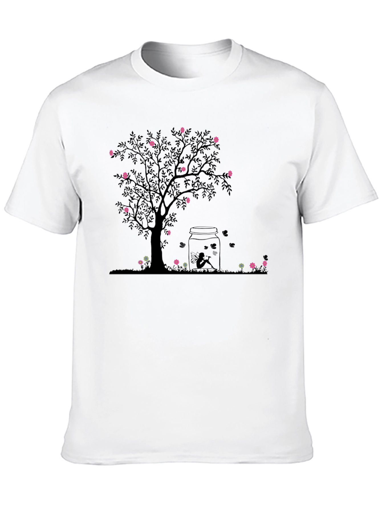 Floral Tree Jar Graphic Tee - Black