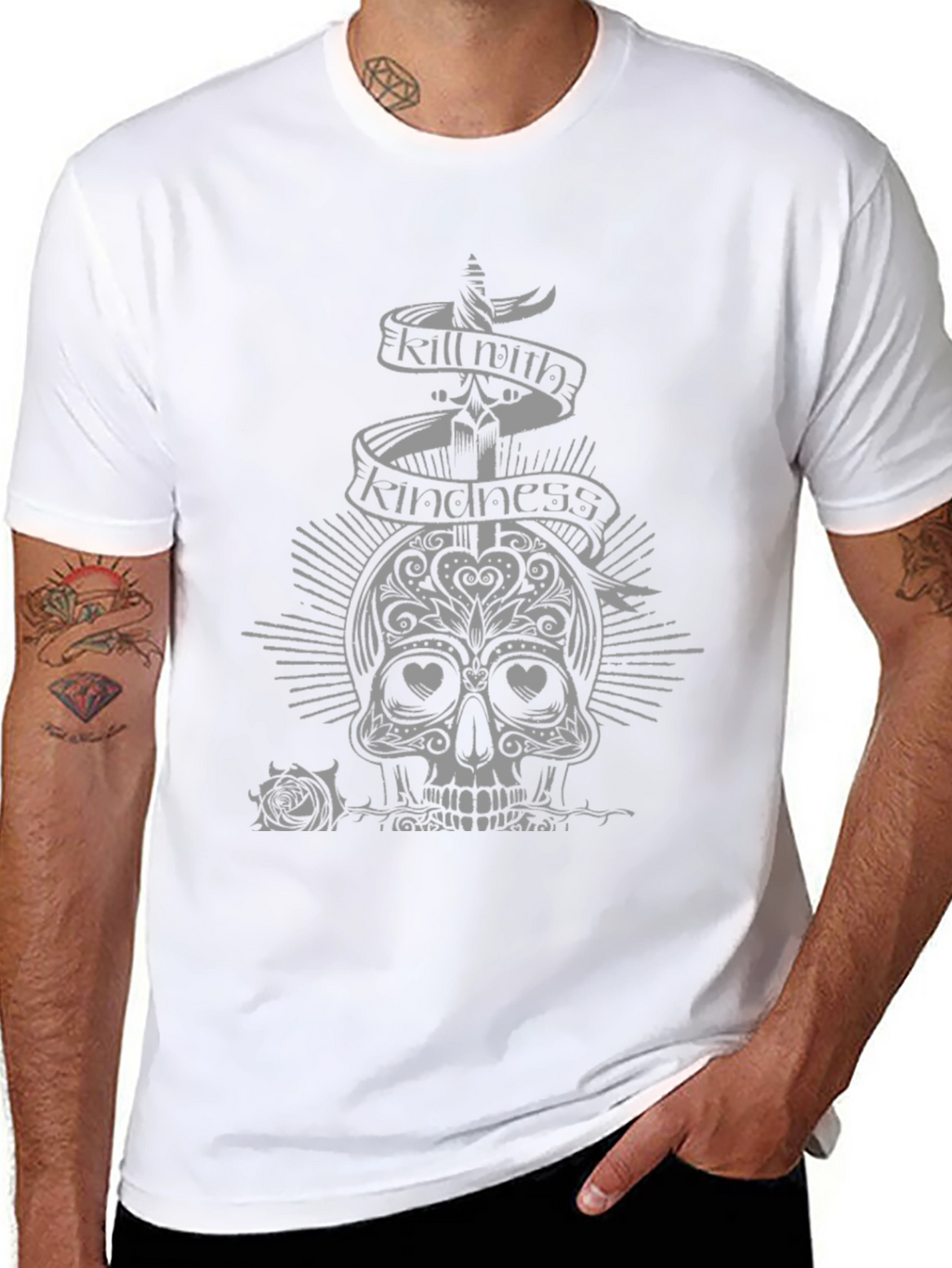 Kill with Kindness Skull Graphic T-Shirt