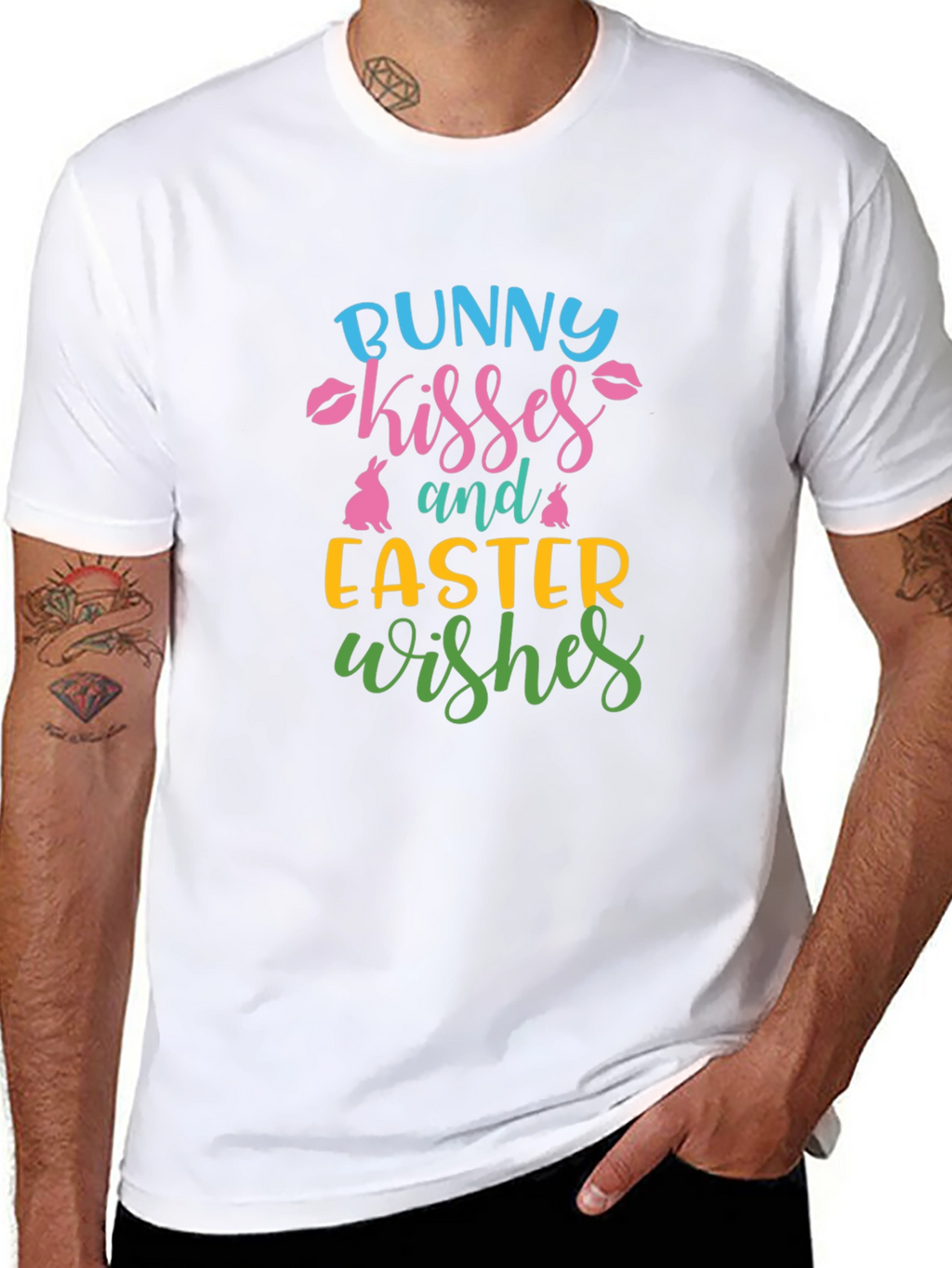 Bunny Kisses Easter Wishes Graphic Tee