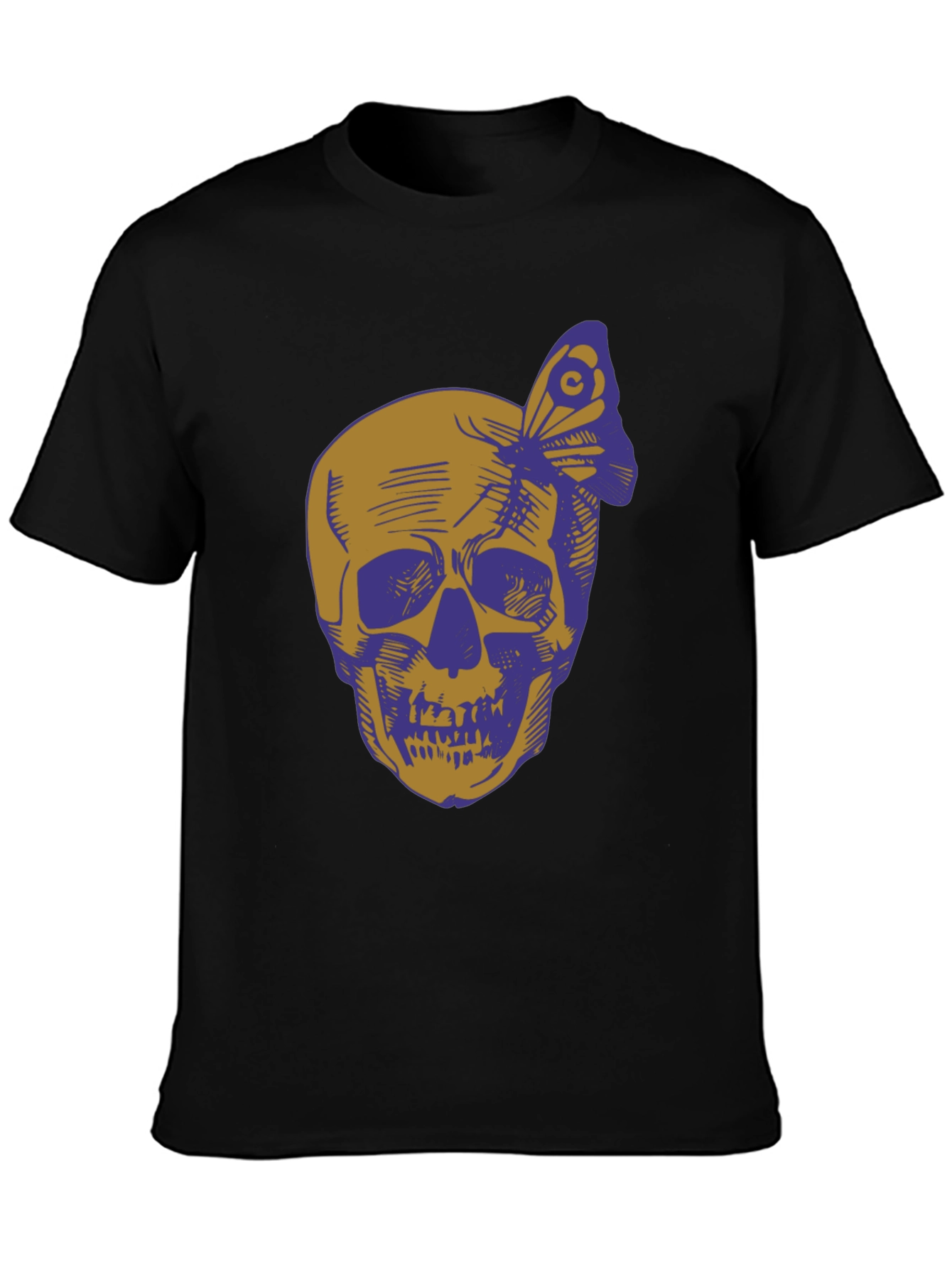 Skull & Butterfly Graphic Tee - Black