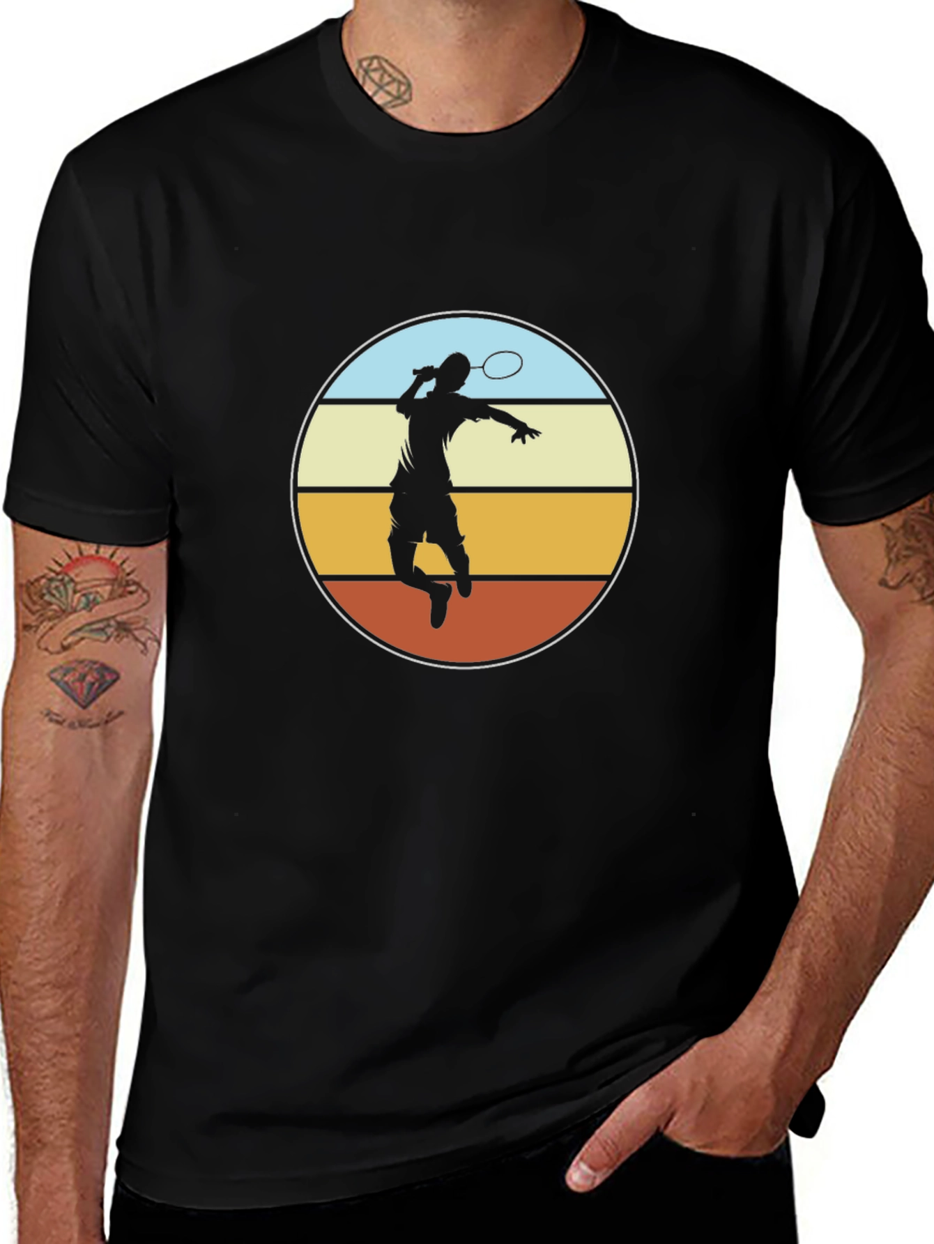 Badminton Player Graphic Tee - Retro Style Design