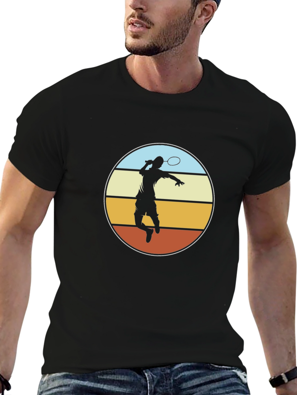 Badminton Player Graphic Tee - Retro Style Design