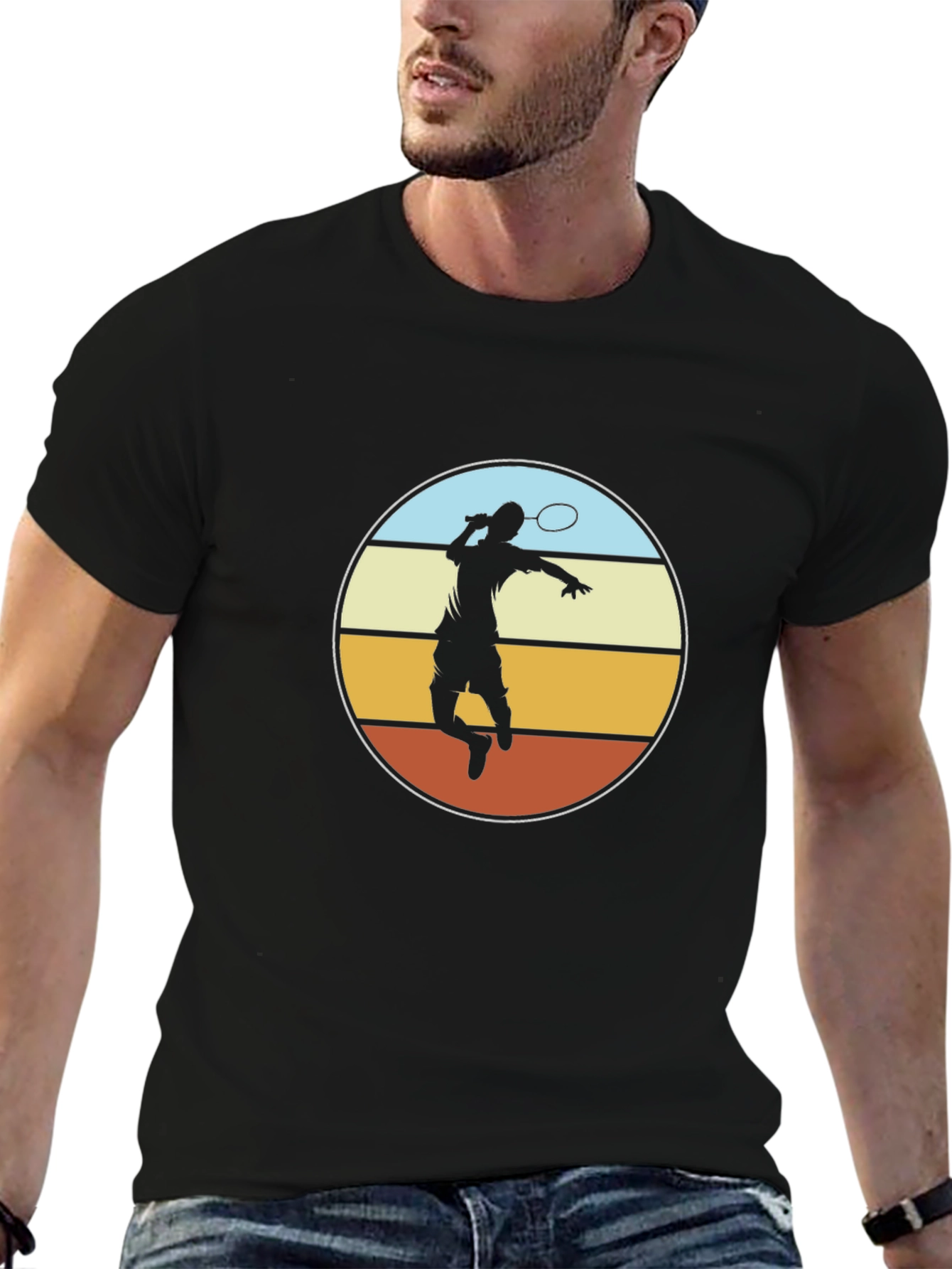 Badminton Player Graphic Tee - Retro Style Design